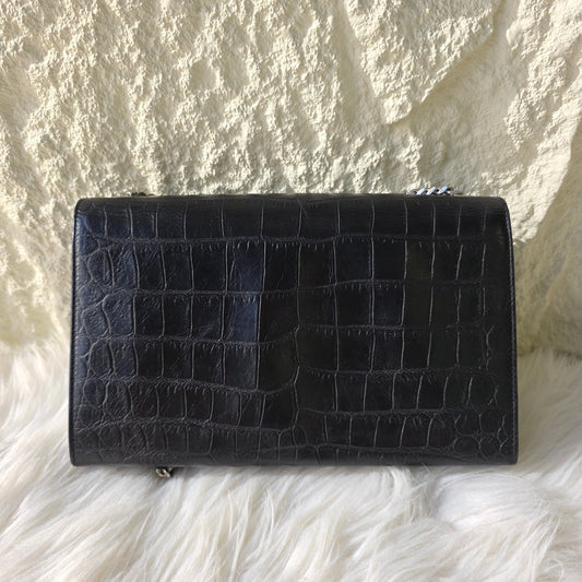 Saint Laurent Kate Croc Embossed Chain Shoulder Bag (Pre-Owned)