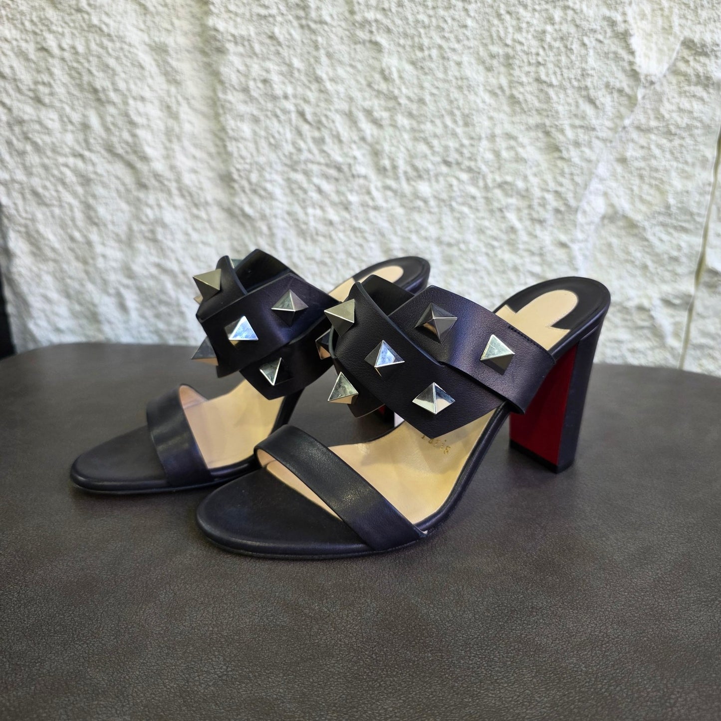 Christian Louboutin Studded Leather Mule Sandals (Pre-Owned)