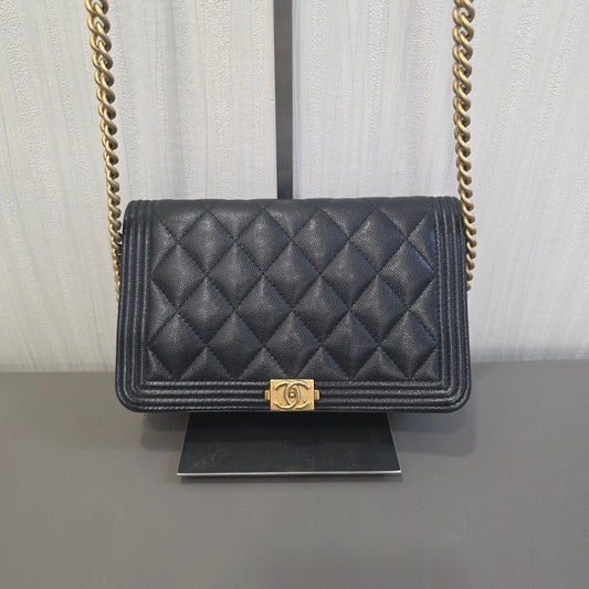 Chanel Boy Flap Quilted Caviar Leather Black (Pre-Owned)