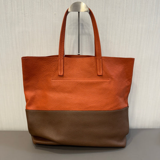 Miu Miu Two-Tone Leather Tote Bag Orange Brown (Pre-Owned)