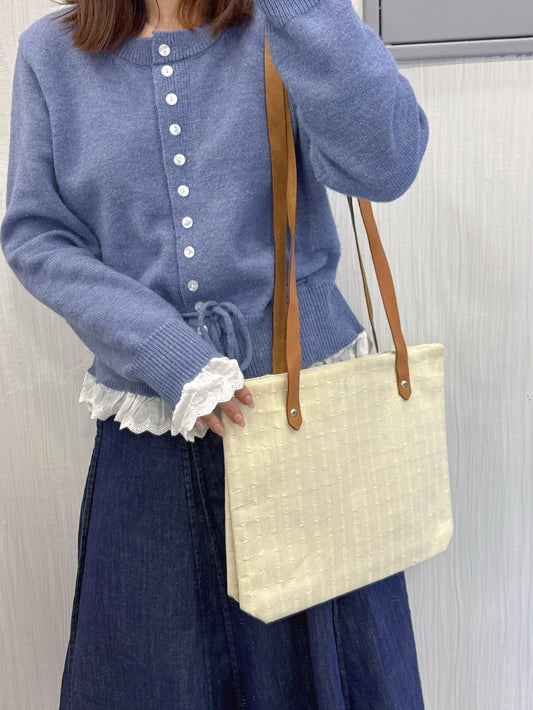 Hermès Canvas Tote Bag Natural Leather Strap (Pre-Owned)