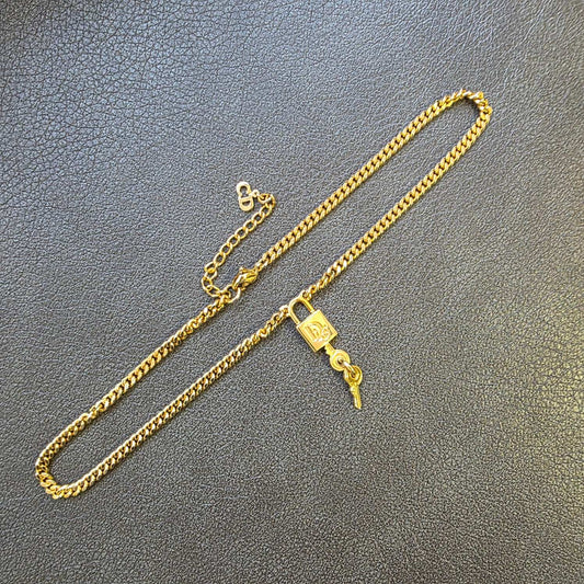 Christian Dior CD Padlock Chain Necklace Gold (Pre-Owned)