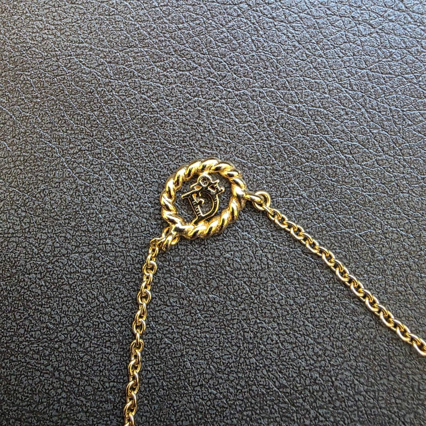 Christian Dior CD Rope Motif Pendant Necklace Gold (Pre-Owned)