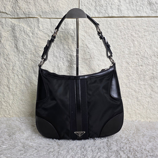 PRADA Tessuto Nylon Shoulder Bag Black (Pre-Owned)
