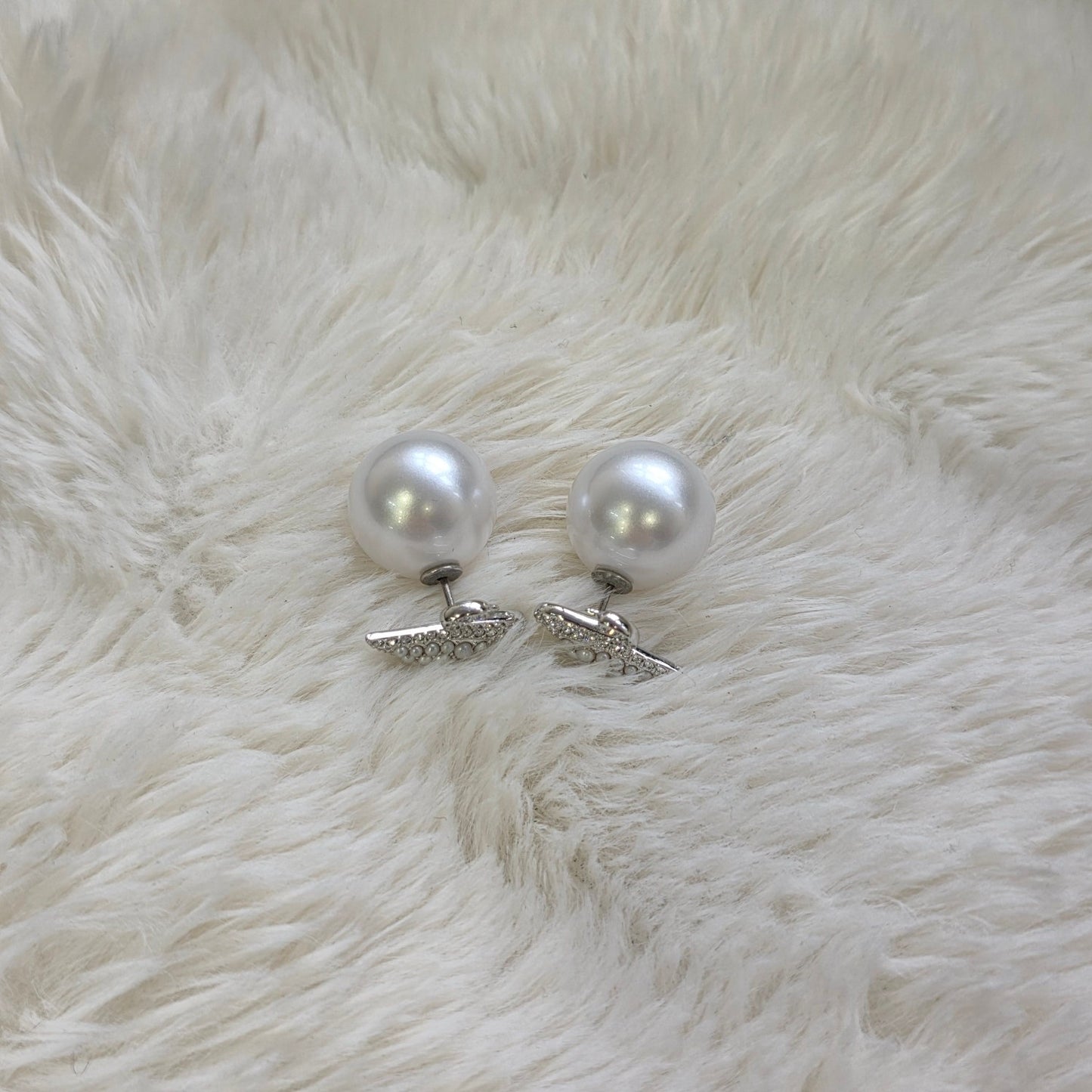 Swarovski Swan Pearl Crystal Earrings (Pre-Owned)