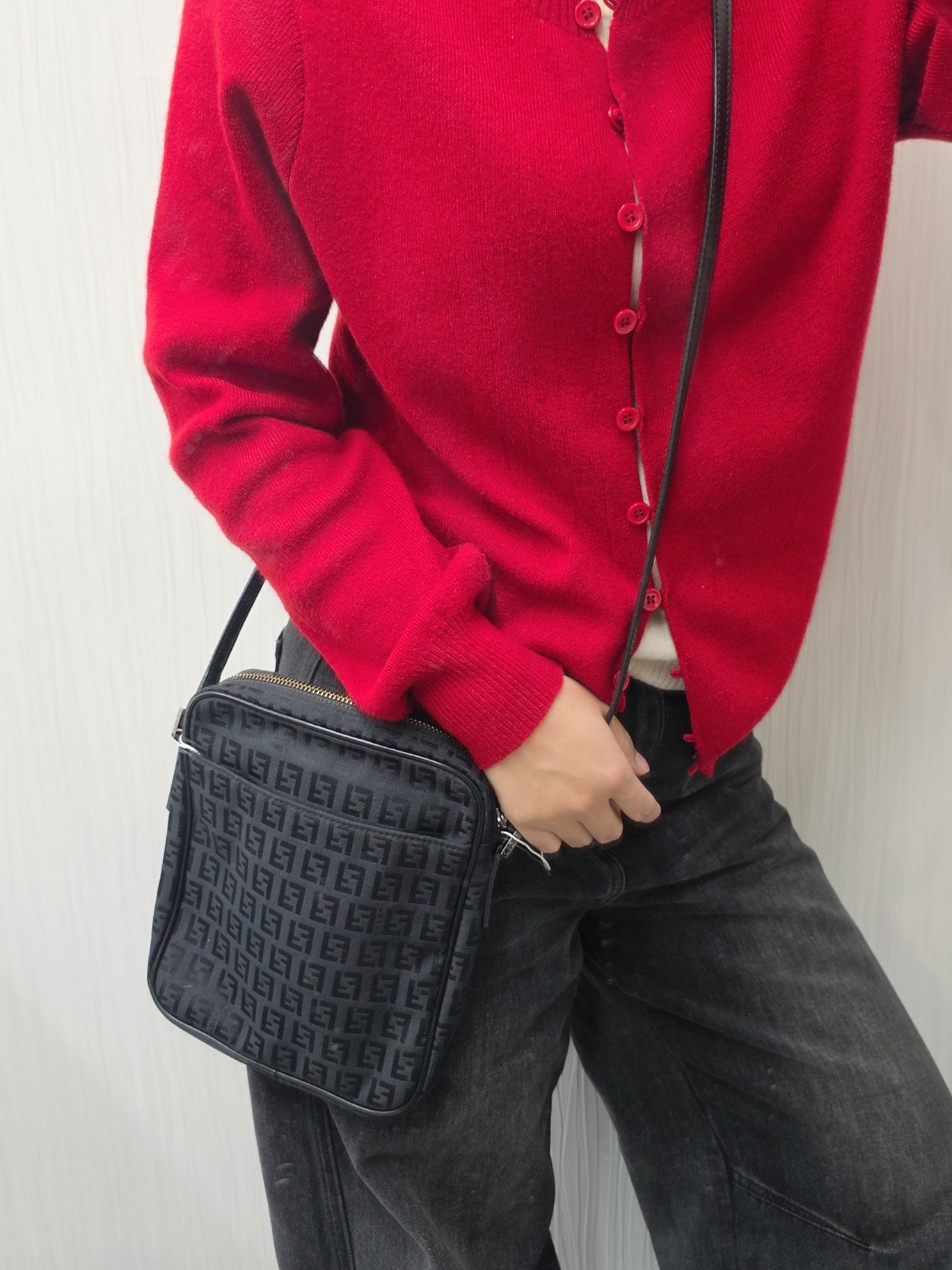 Fendi Zucca Canvas Crossbody Bag Black (Pre-Owned)