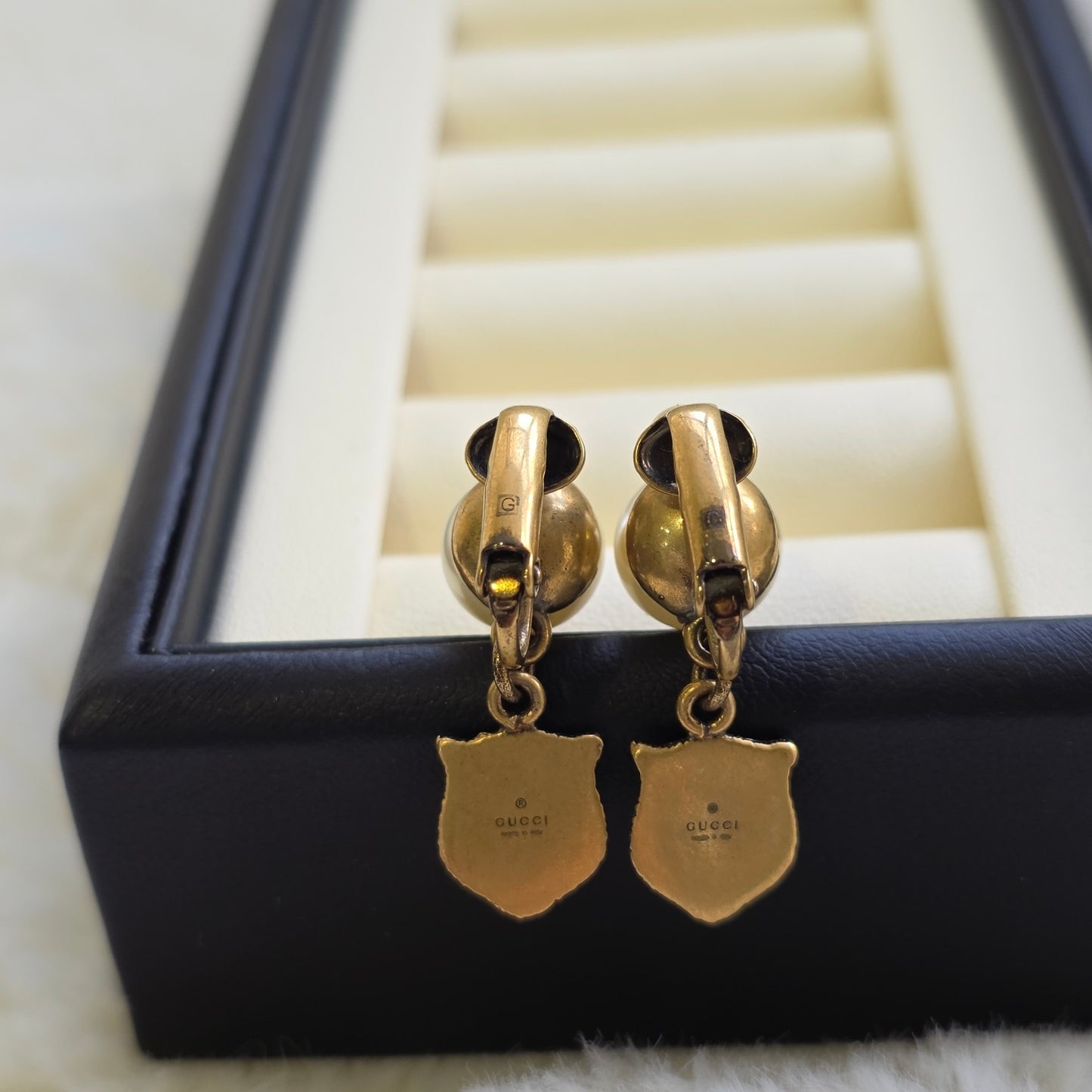 GUCCI Pearl Tiger Head Drop Earrings (Pre-Owned)