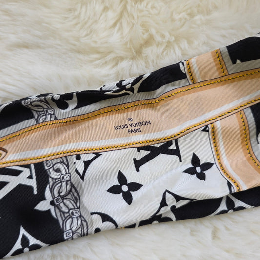 Louis Vuitton Monogram Silk Bandeau Scarf Black Multicolor (Pre-Owned)