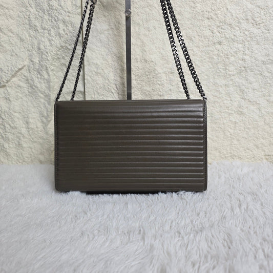 Saint Laurent Envelope Medium Chain Shoulder Bag Grey (Pre-Owned)
