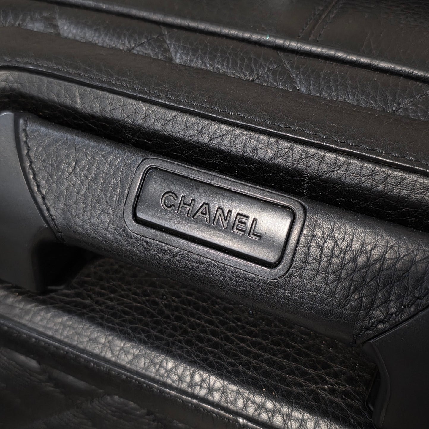 Chanel Quilted Caviar Leather Rolling Carry-On Suitcase Black (Pre-Owned)