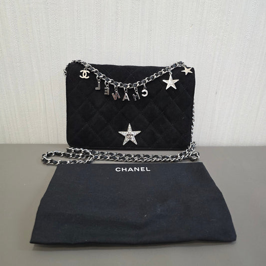 Chanel Star Charm Quilted Velvet Wallet on Chain (Pre-Owned)
