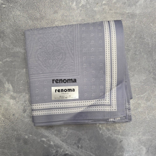 Renoma Paris Paisley Pattern Cotton Handkerchief Gray (Pre-Owned)