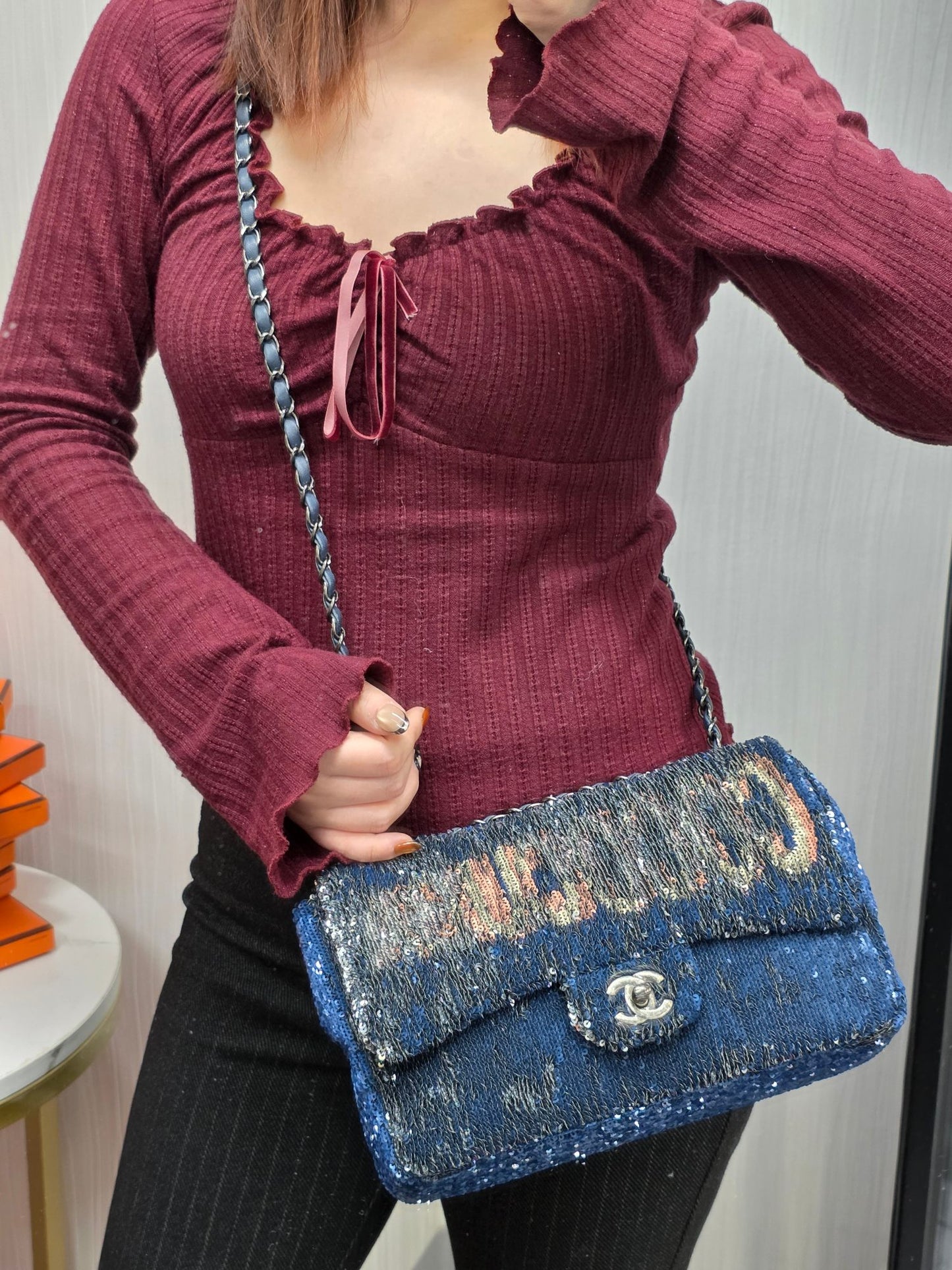 Chanel Sequin Flap Chain Shoulder Bag Black Multicolor (Pre-Owned)