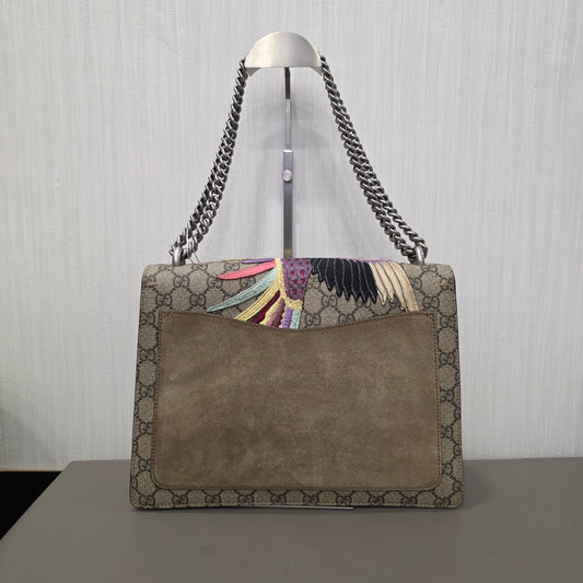 Gucci Dionysus GG Supreme Embroidered Chain Shoulder Bag (Pre-Owned)