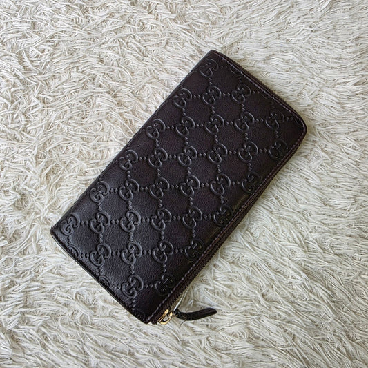 Gucci Guccissima Leather Zip Around Wallet Black (Pre-Owned)