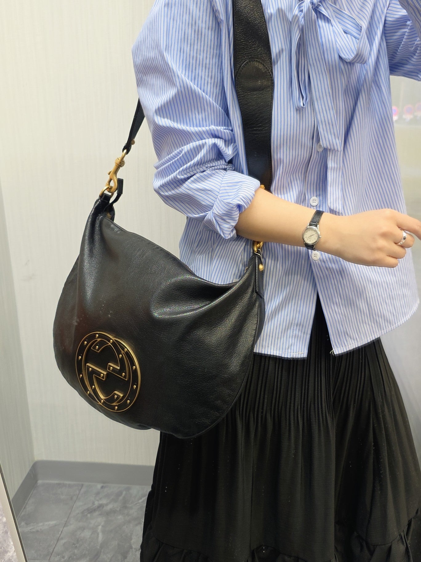 Gucci Interlocking G Leather Hobo Bag (Pre-Owned)