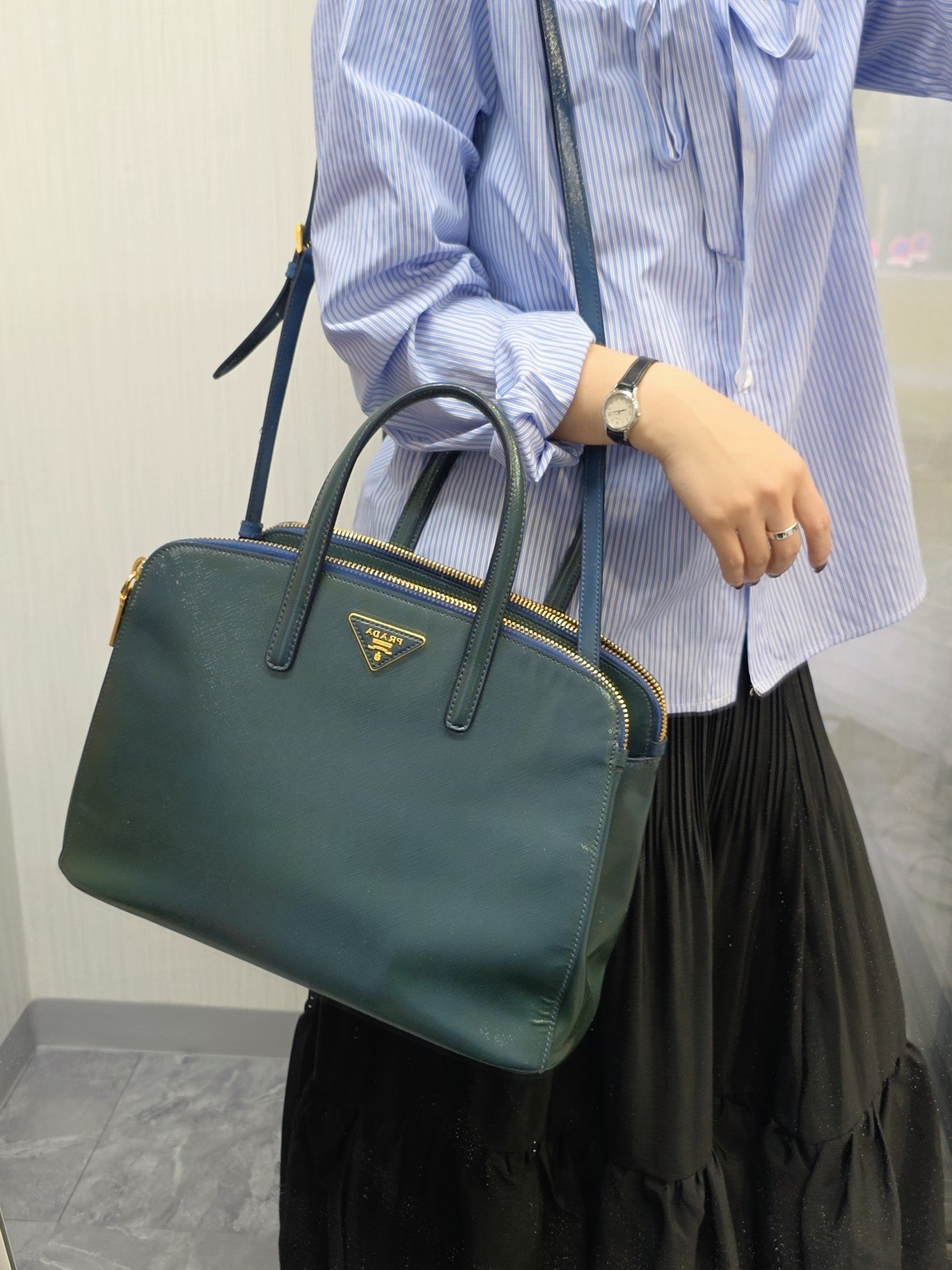 Prada Saffiano Leather Top Handle Bag (Pre-Owned)