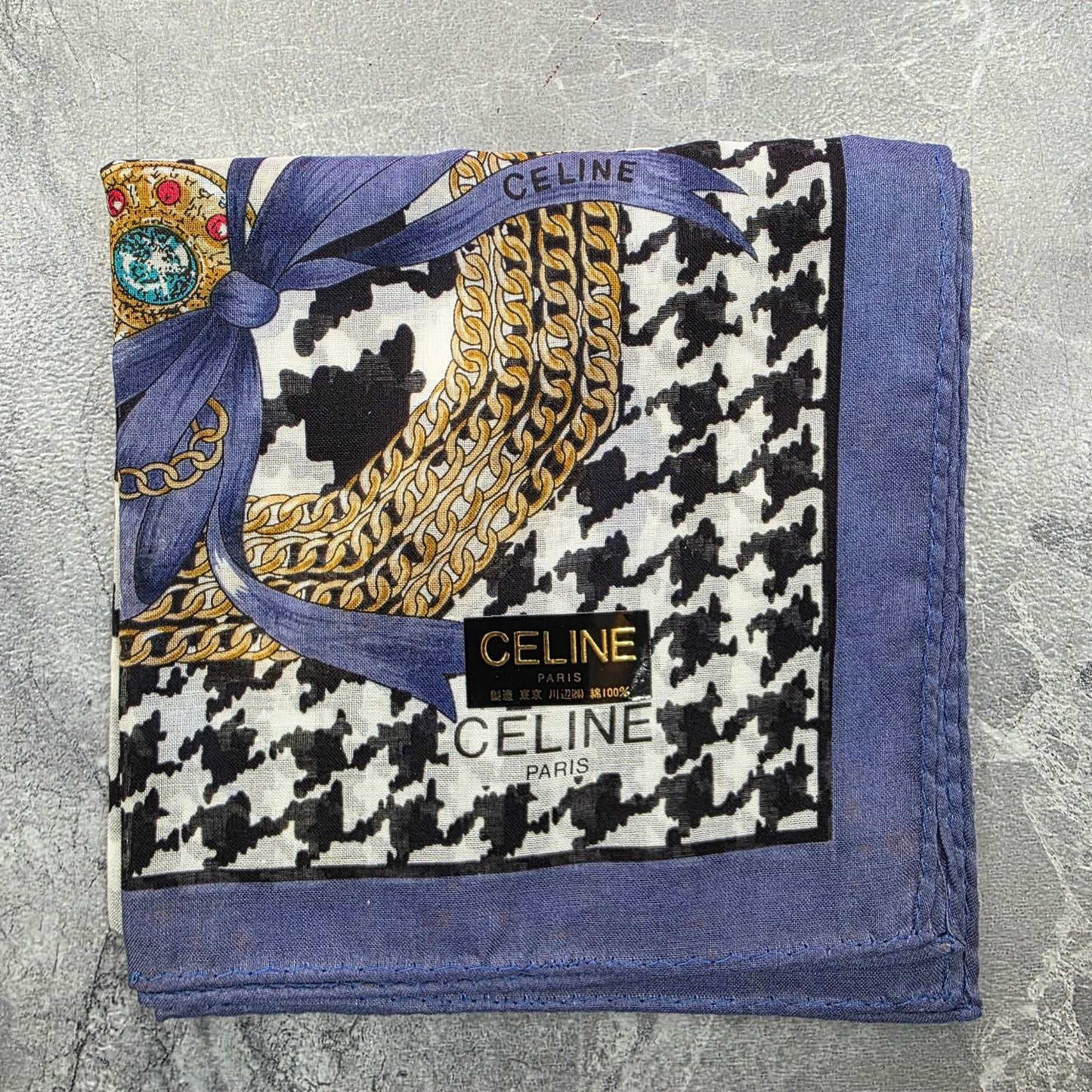 Celine Houndstooth Chain Ribbon Scarf (Pre-Owned)