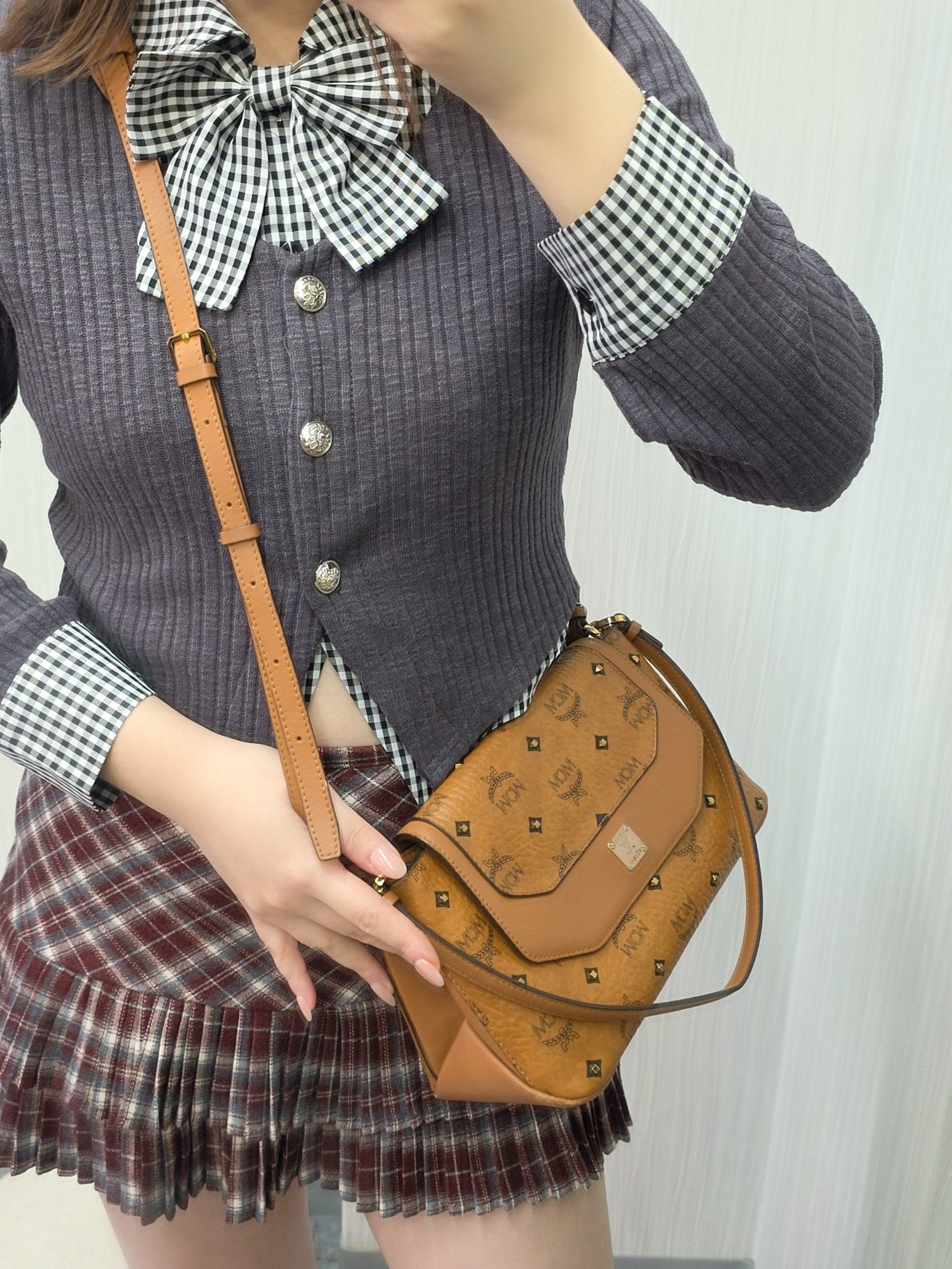 MCM Visetos Leather Shoulder Crossbody Bag (Pre-Owned)