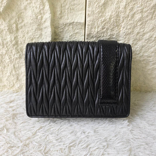 Miu Miu Matelassé Crystal Buckle Chain Shoulder Bag (Pre-Owned)
