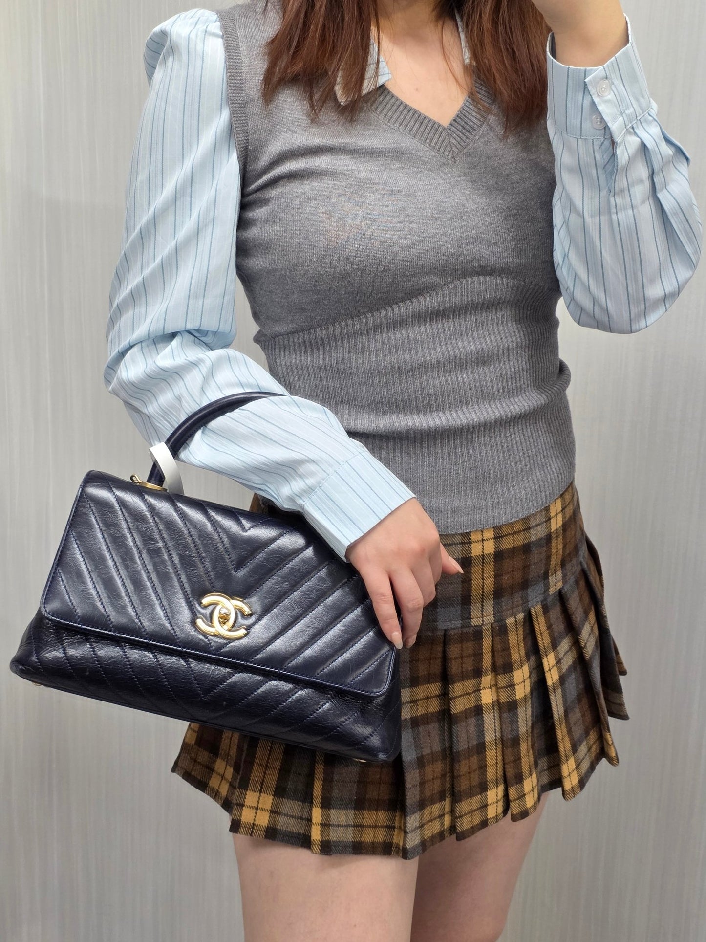 Chanel Chevron Top Handle Flap Bag (Pre-Owned)
