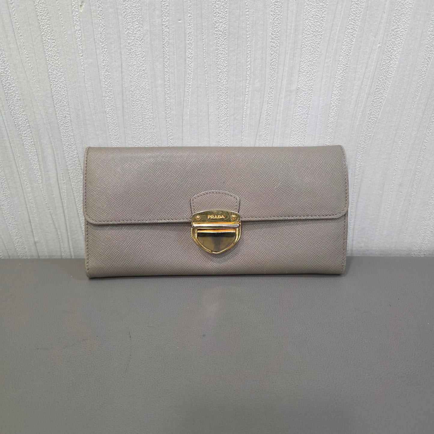 Prada Saffiano Leather Flap Long Wallet (Pre-Owned)