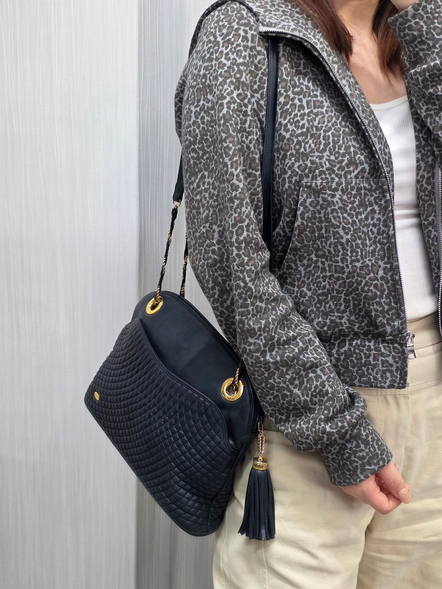 Bally Woven Leather Chain Shoulder Bag (Pre-Owned)