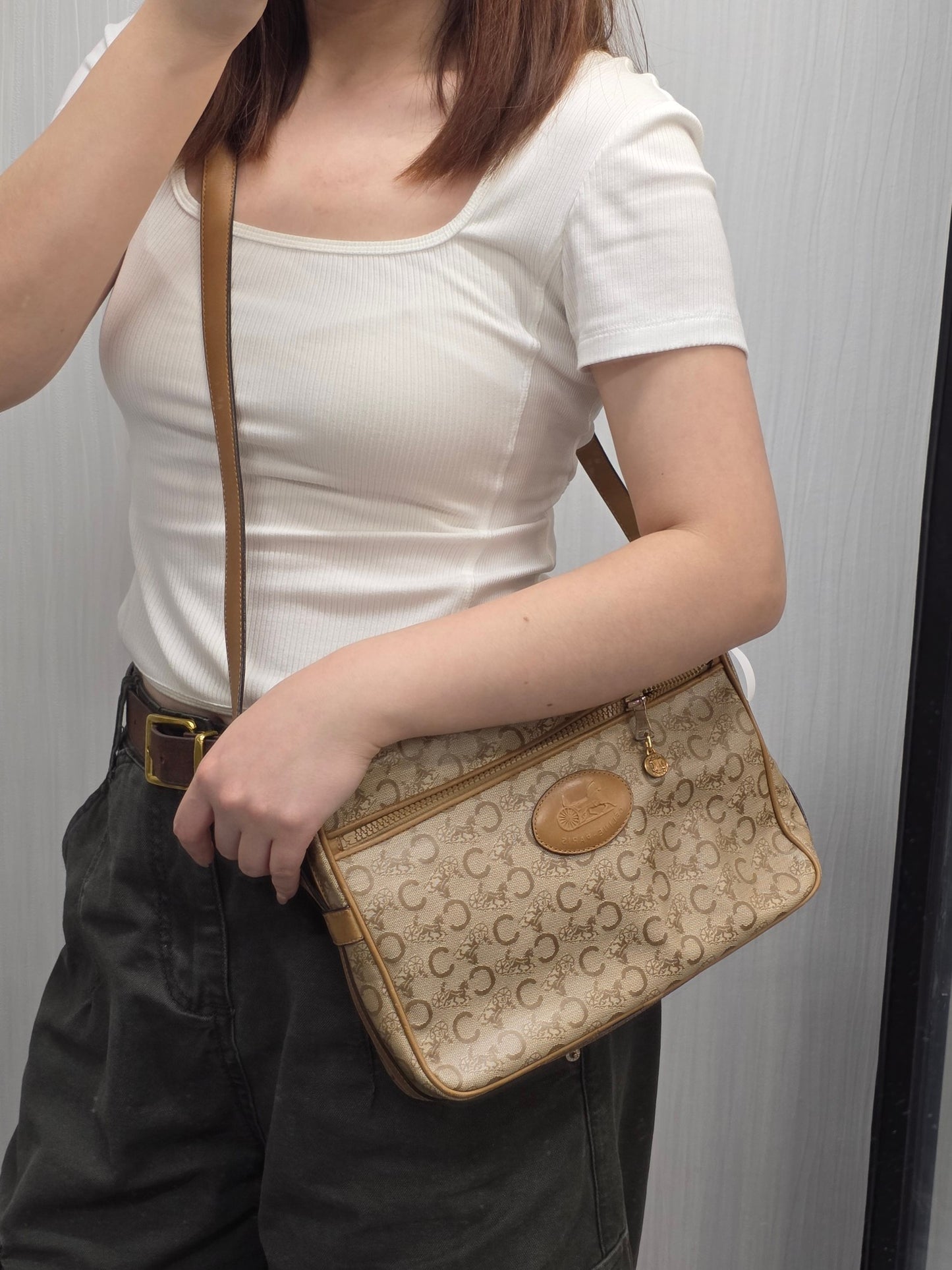 Celine Horse Carriage Canvas Shoulder Bag (Pre-Owned)