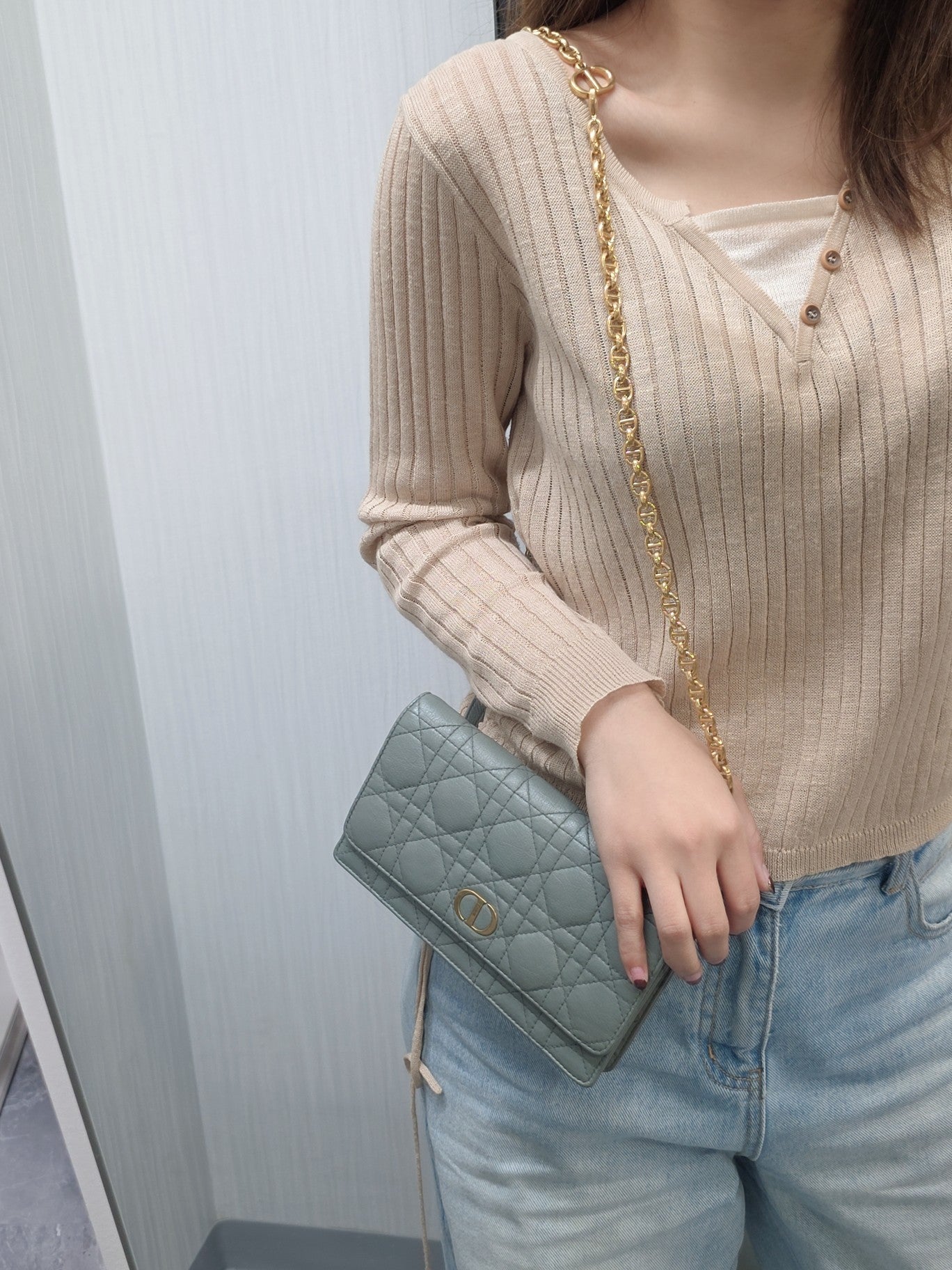 Dior Caro Cannage Chain Wallet (Pre-Owned)