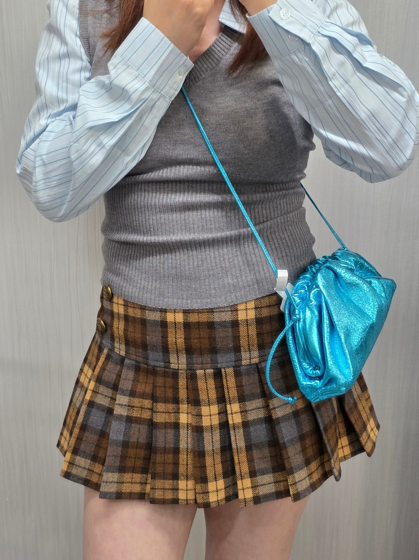 Bottega Veneta Metallic Blue Mini Pouch Bag (Pre-Owned)