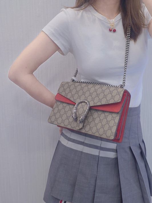Gucci Dionysus GG Supreme Chain Shoulder Bag (Pre-Owned)