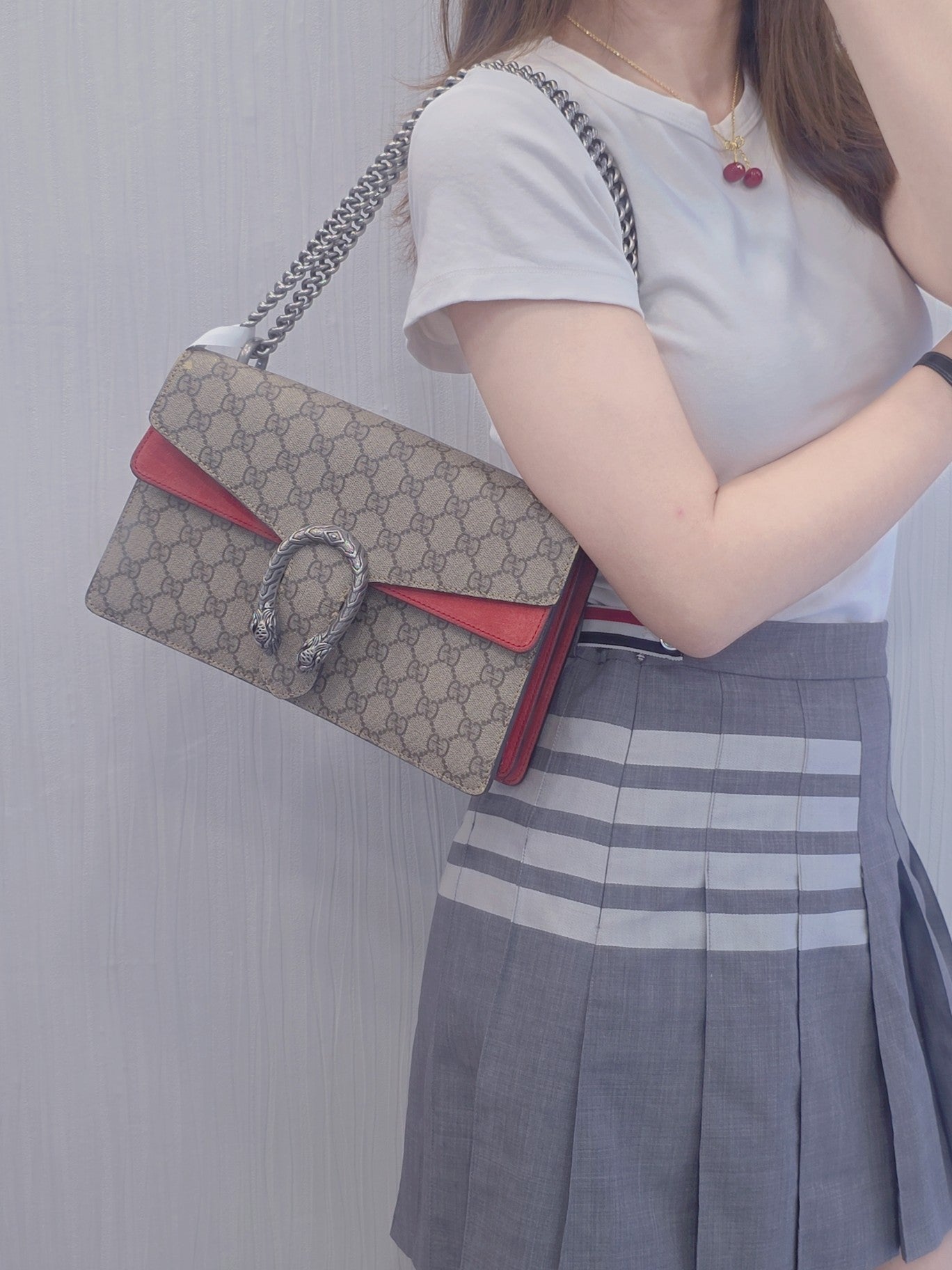 Gucci Dionysus GG Supreme Chain Shoulder Bag (Pre-Owned)