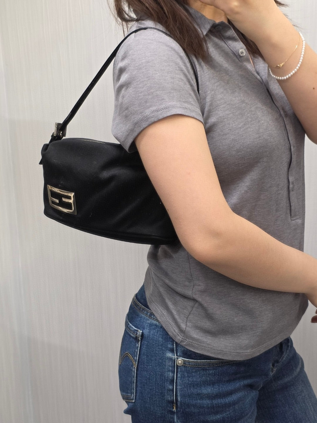 Fendi FF Logo Nylon Shoulder Bag (Pre-Owned)