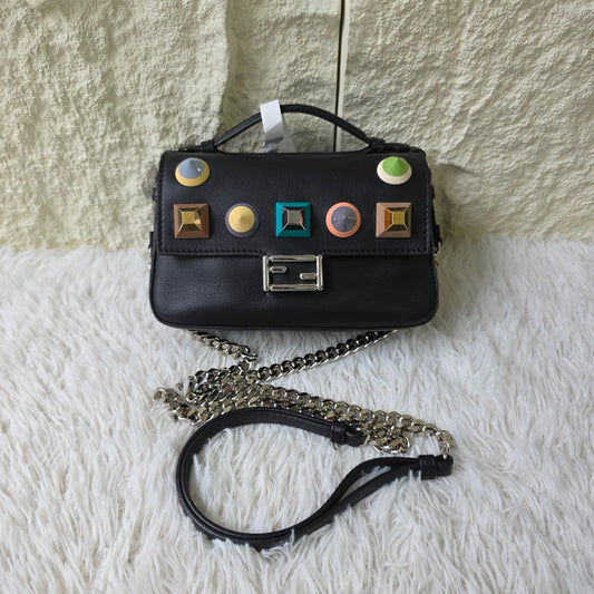 Fendi Be Baguette Studded Leather Chain Shoulder Bag (Pre-Owned)