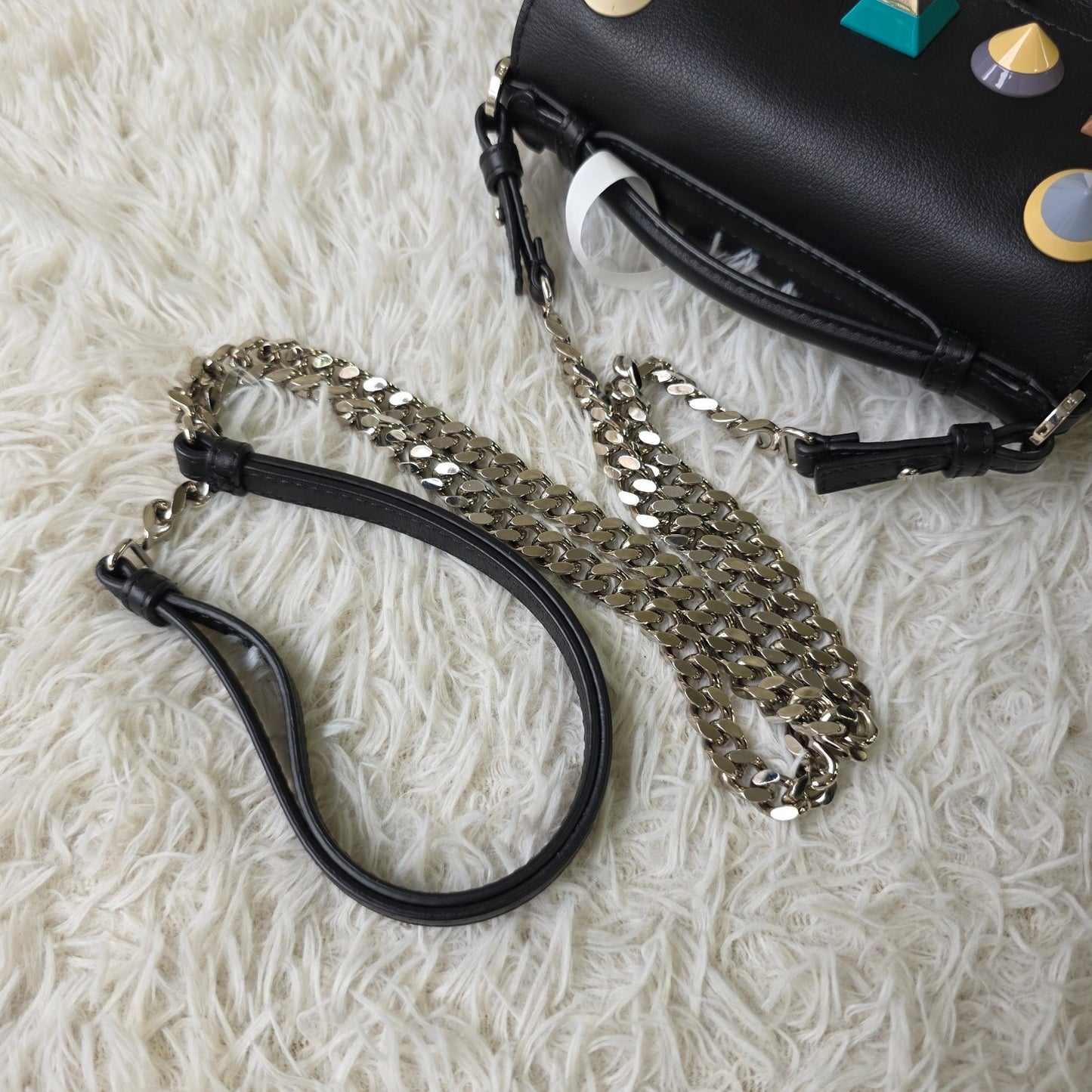Fendi Be Baguette Studded Leather Chain Shoulder Bag (Pre-Owned)