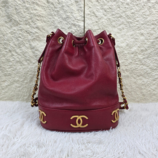 Chanel Caviar Leather Drawstring Bucket Bag (Pre-Owned)