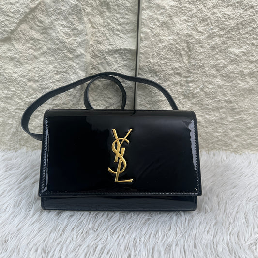 Saint Laurent Black Patent Leather Kate Shoulder Bag (Pre-Owned)
