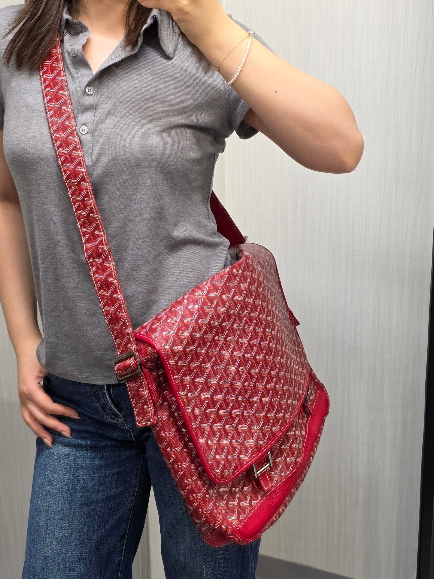Goyard Red Goyardine Canvas Messenger Shoulder Bag (Pre-Owned)