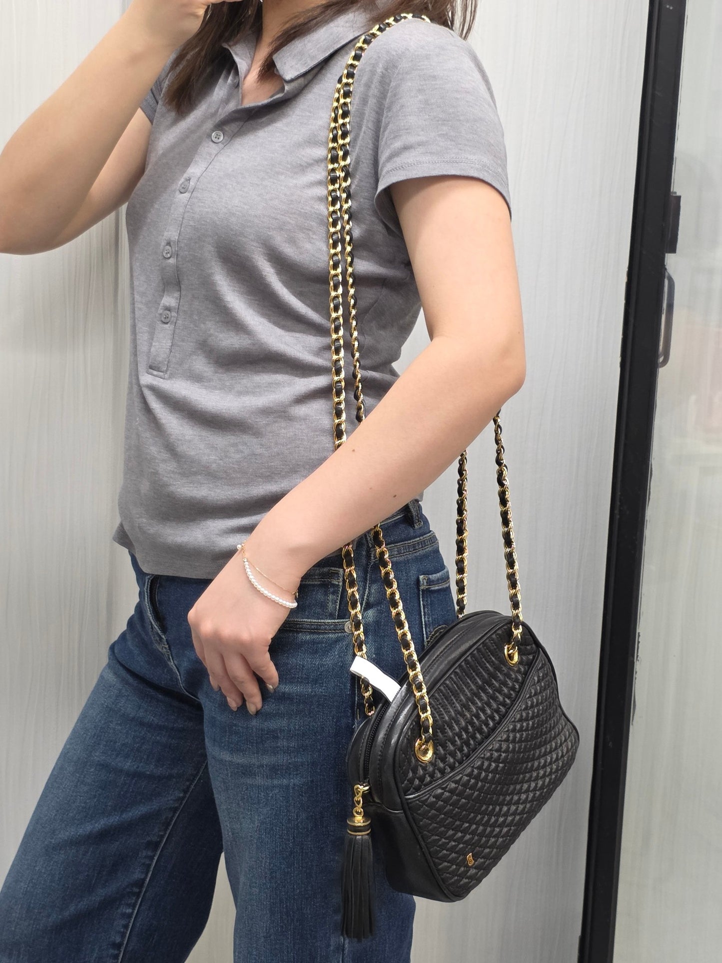 1 Bally Quilted Leather Chain Shoulder Bag (Pre-Owned)