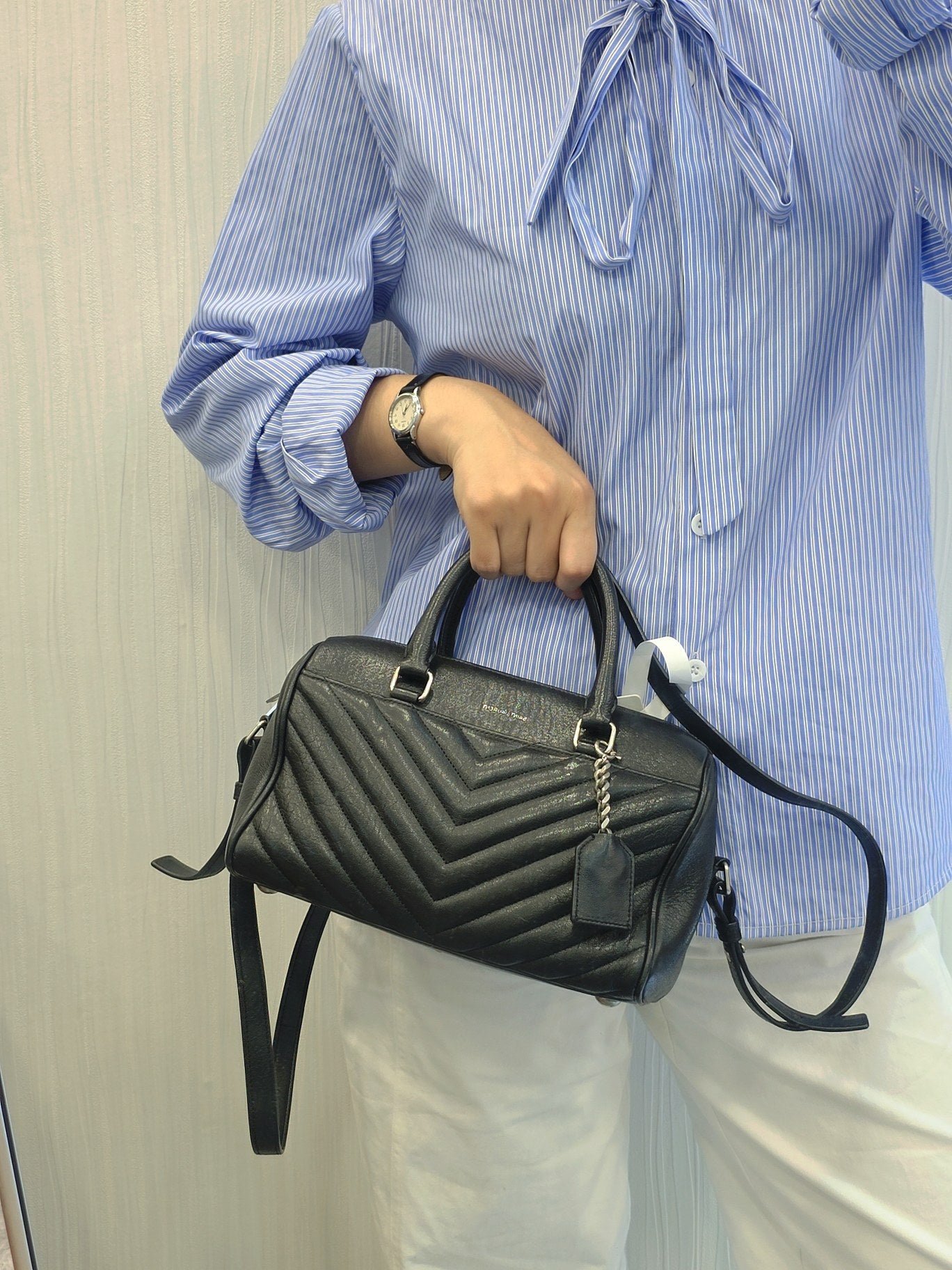 Saint Laurent LouLou Leather Bowling Bag (Pre-Owned)