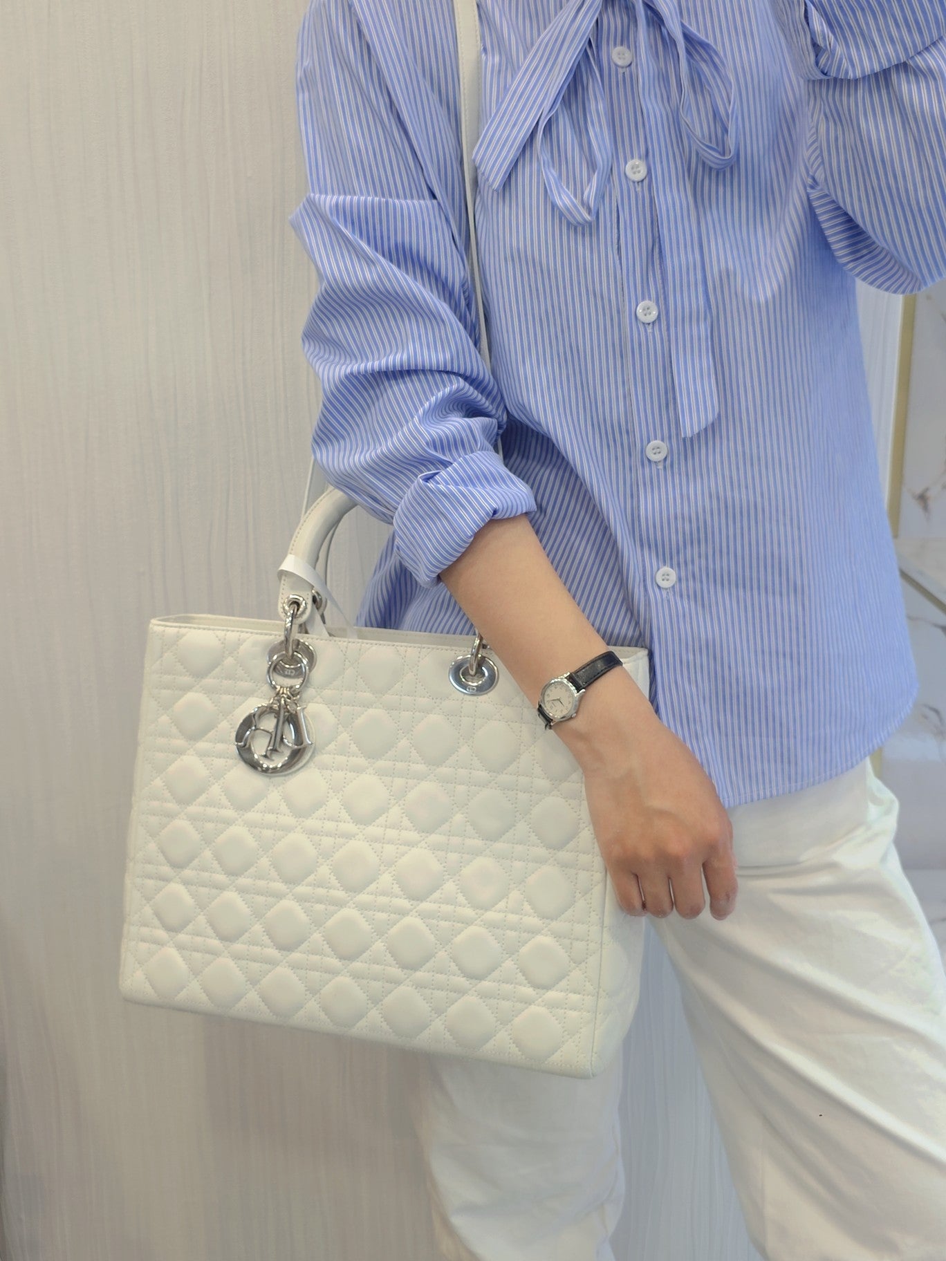 Dior Lady Dior Cannage Leather Tote Bag (Pre-Owned)