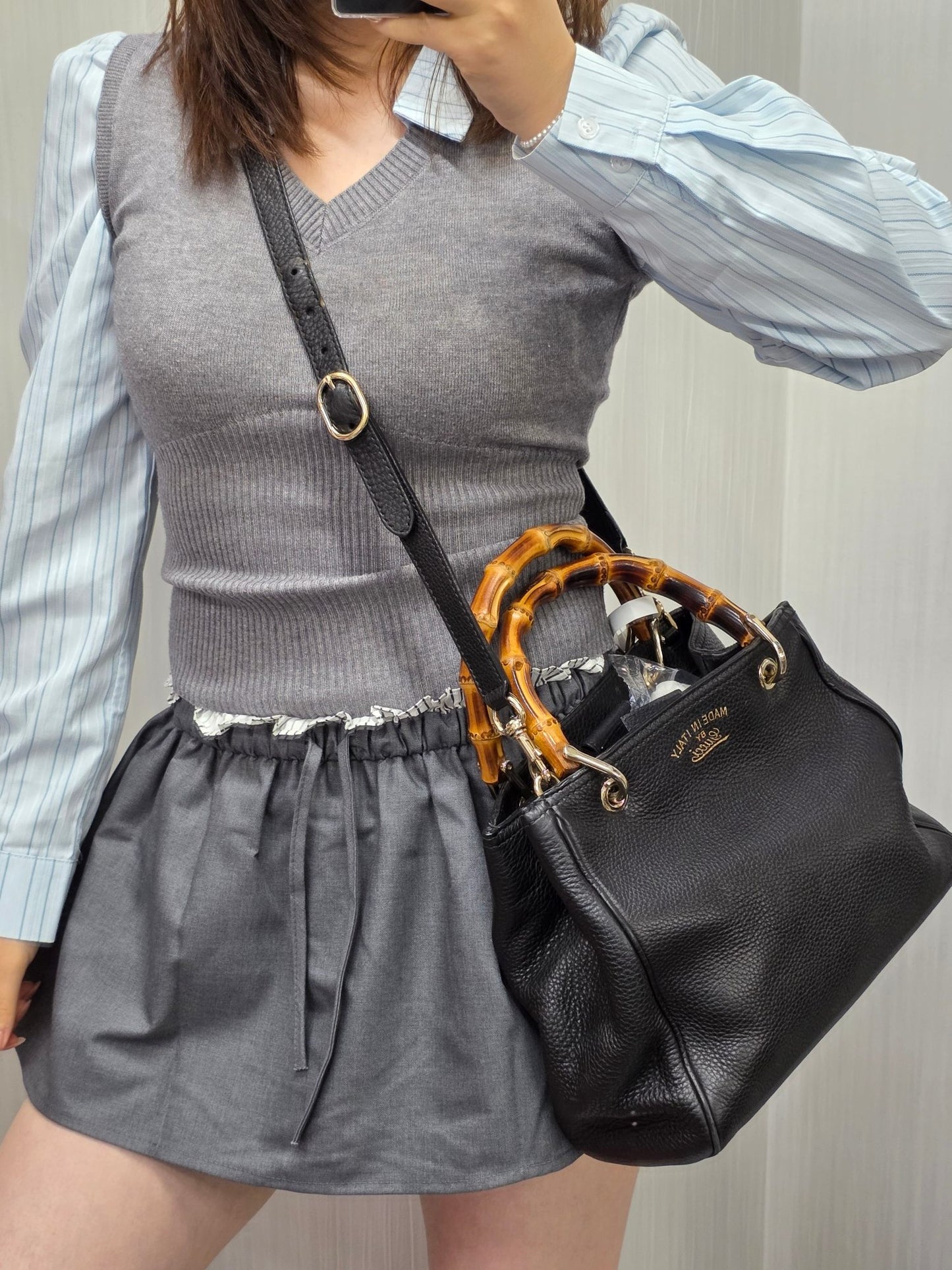 Gucci Bamboo Shopper Leather Tote Bag (Pre-Owned)