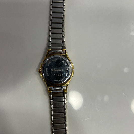 【中古】イヴ・サンローラン ゴールドベゼル シルバーストラップ 腕時計 16602