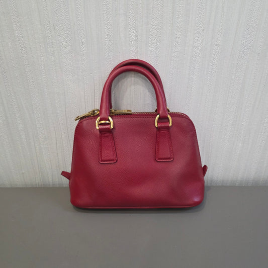 PRADA ミニ サフィアーノレザー 2WAY ショルダーバッグ ピンク【中古】