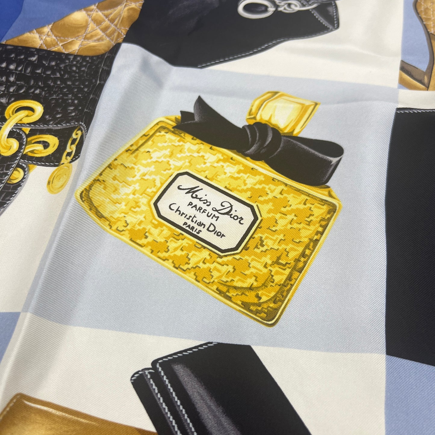 DIOR レディディオール ハンドバッグ柄 シルクスカーフ【中古】