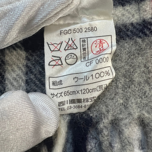 バーバリー グレー チェック柄 エクエストリアン ナイト ウール ショール【中古】