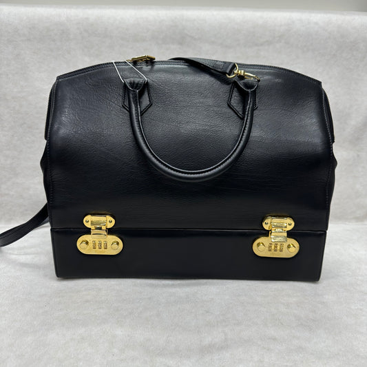 FENDI ブラック&ゴールド レザー ボックスバッグ【中古】