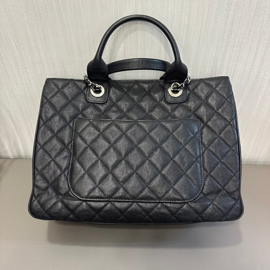 シャネル ブラック シルバー ラージ トートバッグ【中古】