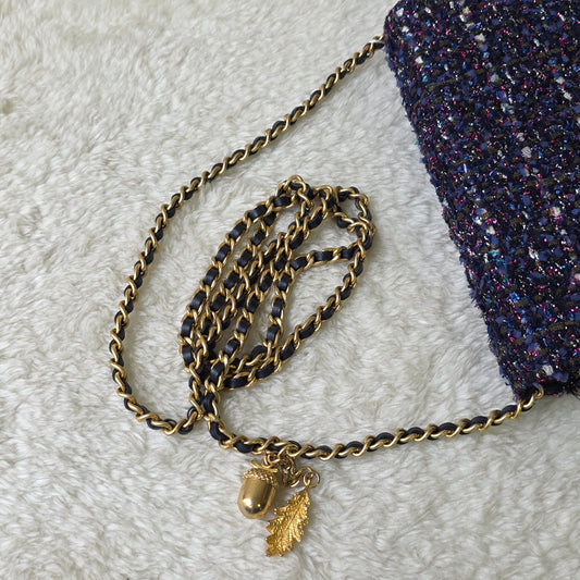 CHANEL パープルツイード WOC チェーンバッグ【中古】