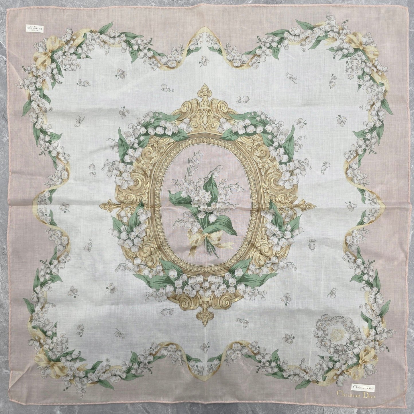 ディオール リリー オブ ザ ヴァレー シルクスカーフ 【中古】